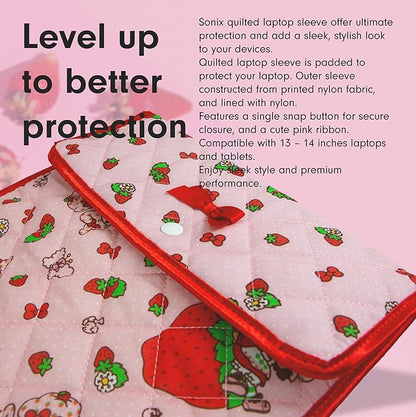 Sonix x Sanrio | Quilted Laptop Sleeve | 13-14 Inch, Quilted Soft Comfy Laptop Carrying Case, Computer Sleeve | My Melody x Strawberry Shortcake
