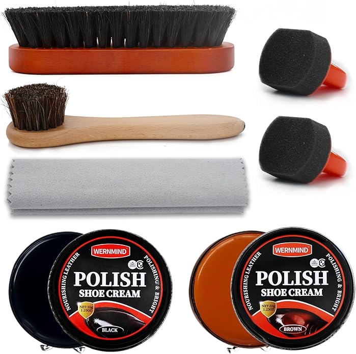 Black Brown Shoe Polish Kit Saddle Soap Mink Oil Leather Boot Shoe Shine Kit Conditioner Cream Wax Care Clearner Set