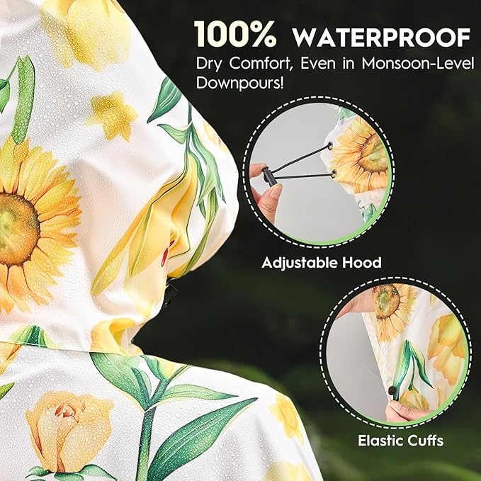 Bruvoalon 3-in-1 Rain Poncho with 1/4 Zip & Chest Pocket, Waterproof, Sunshade, Ground Mat for Adults & Youth Emergency