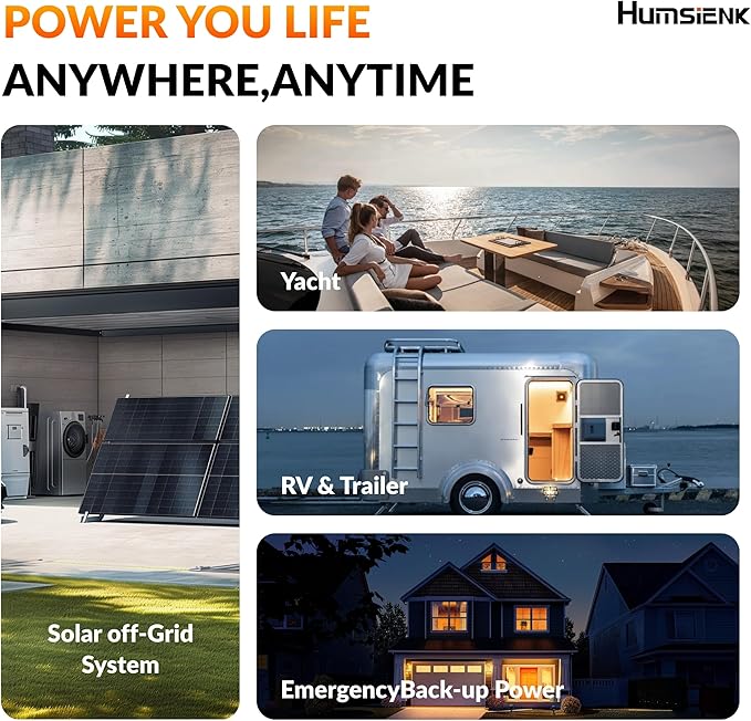 HumsiENK Bluetooth 12V 300Ah LiFePO4 Lithium Battery, 200A BMS with Low-Temp Cutoff, Max. 2560W Stable Power Output, 15000+ Deep Cycles Battery for RVs, Marine, Home Energy Storage, Off-Grid Living