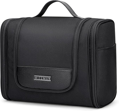 WITZMAN Toiletry Bag for Men Women Large Hanging Multi-organization Bathroom Bag Water-resistant Dopp Kit Shaving Bag Men(B690 Black)