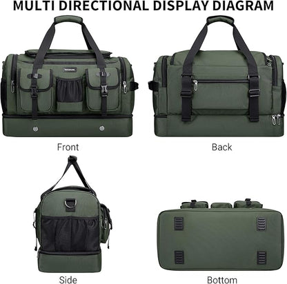 WITZMAN Duffle Bag for Men Large Carry On Travel Mens Weekender Overnight Bags with Shoes Compartment for Sports Gym(B723 Army Green)