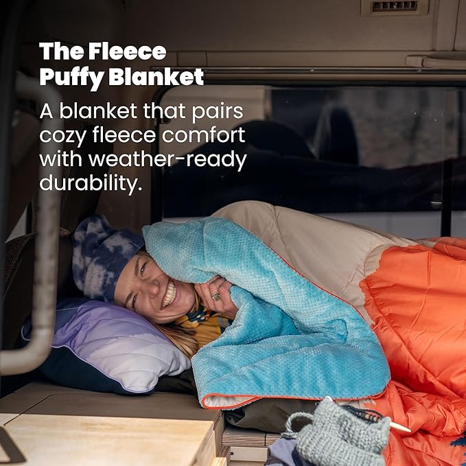 Rumpl Fleece Puffy Blanket with Fleece Liner and Weather Resistant Shell, 2-Person, Deepwater