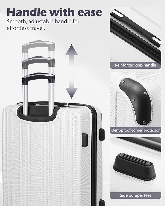 Coolife Luggage Expandable(only 28") Suitcase PC+ABS Spinner 20in 24in 28in Carry on (navy new, S(20in)_carry on)