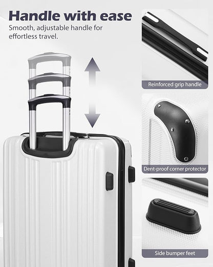 Coolife Luggage Expandable(only 28") Suitcase PC+ABS Spinner 20in 24in 28in Carry on (navy new, S(20in)_carry on)