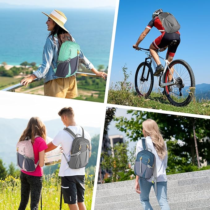 12L Small Hiking Backpack with Chest Strap for Men Women, Mini Lightweight Travel Backpack for Kids, Blue
