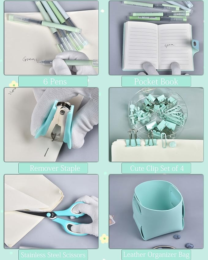 Green and Blue Desk Organizers and Accessories With Mesh Desk Organizer and 360°Rotating Pen Holder and a Lot of Office Green Office Supplies Beautifully Presented in a Gift Box Christmas Gifts