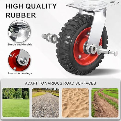 6 Inch Caster Wheels, Casters Set of 4 Heavy Duty, Industrial Castors for Moving Needs, Plate Castor Wheels Perfect for Furniture, Equipment (6INCH 2*Swivel+2*Fixed)