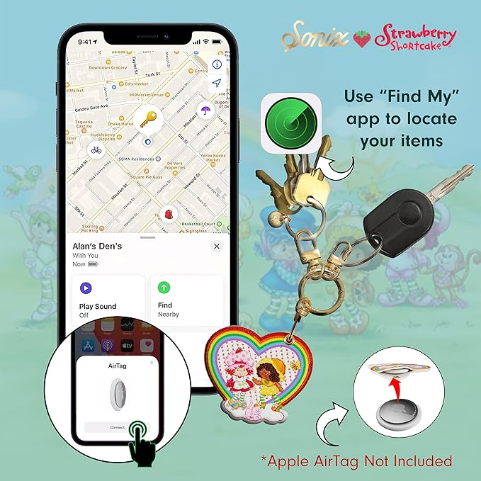 Sonix Keychain Case Compatible with Apple AirTag | Protective AirTag Cover Keychain Charm | Strawberry Shortcake Berry Besties Rainbow