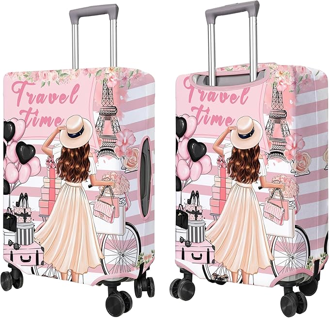 Travel Luggage Cover Suitcase Protector Fits 18-32 Inch Wheel Covers PatternedTravel Related Items Flower Luggage Protector Elastic L
