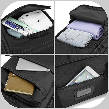 Extra Large Rolling Travel Duffle Bag with Wheels Shoes Compartment Wet Pocket 85-100L Big Expandable Duffel Bag for Men Women Heavy Duty Foldable Collapsible Luggage Camping, Black