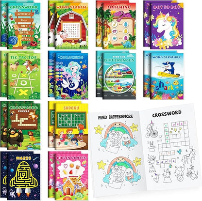 BenLouis 24 pcs Mini Activity Books for Kids ages 4-8-12 Small Activity Books Party Favors Bulk Mazes Coloring and More for Classroom Travel Birthday Goodie Bag Gift Stuffer(Colorful)