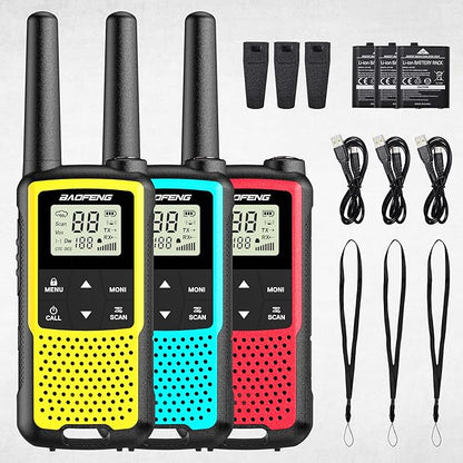 Baofeng BF-33C Walkie Talkies for Kids Rechargeable Battery, Long Range FRS Two-Way Radios, VOX, Dual Watch, USB-C Charging, NOAA, Call Tone, Flashlight, for Outdoor Play & Family Adventures, 3 Pack