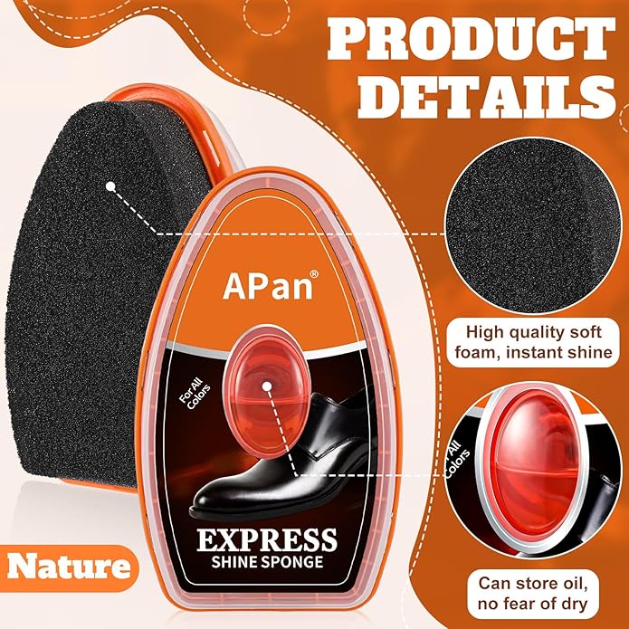 Loopeer 12 Pcs Shoe Shine Sponge Bulk, Instant Leather Shoes Shiner Care for Boots, Leather Accessories Quick Cleaning