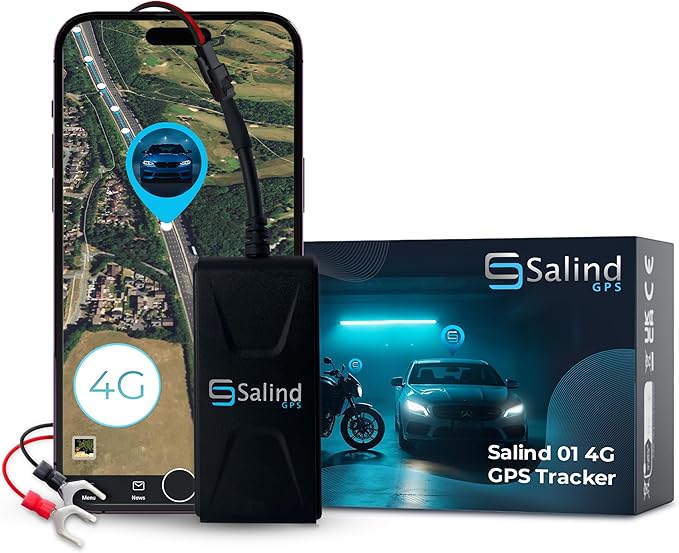 Salind 01 4G - Version 2026 - Wired GPS Real-Time Tracker (9-75V) - GPS Car Tracker Device with App Notification & Multiple Alarms - Vehicle Security for Car Motorcycles Vans - Subscription Required