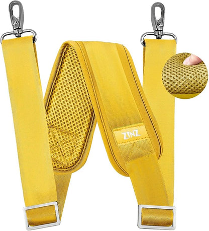 ZINZ 79 inch Shoulder Strap, Extra-Thick Fixed Cushion Pad and Dual Clasps Universal Replacement Strap with Metal Swivel Hooks for Laptop Bags, Luggage Bags, Camera, Crossbody (200cm,Yellow)