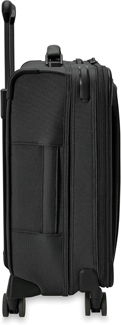 Briggs & Riley Global 21" Carry On Expandable Spinner - Luggage for International Travel, Suitcases with Wheels, Softside Rolling Bag for Men & Women, Self-Repairing Zipper- Baseline Collection, Black