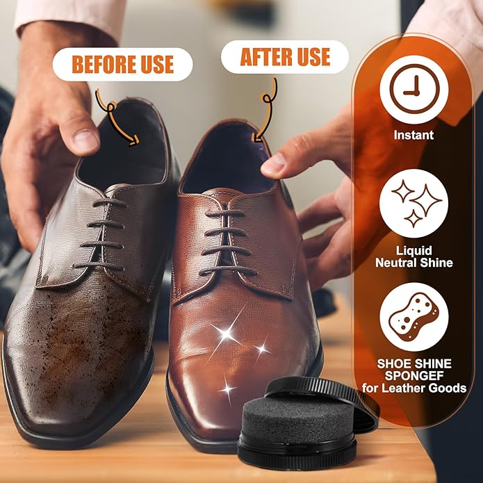 Loopeer 12 Pcs Shoe Shine Sponge Bulk, Instant Leather Shoes Shiner Care for Boots, Leather Accessories Quick Cleaning