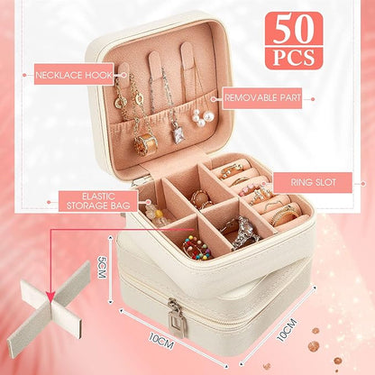 Taiyin 6 Pcs Travel Jewelry Case Box Bridesmaid Gifts Bulk Travel Jewelry Cases Boxes Small Jewels Organizers Mini Accessories Ornaments Storage for Women Girls Wedding Gifts (White)