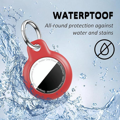 [4 Pack] Waterproof for Airtag Holder Keychain with Full Wrap Design, Hard PC for Air Tag Case, Scratchproof for Airtags for GPS Item Finder Tracker Luggage, Bag,Key-Black/Blue/Pink/Rose Red