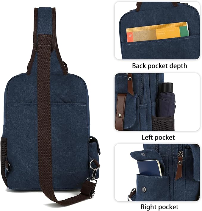 Vintage Messenger Bag, Canvas Backpack for Travel, Men's Shoulder Bag, Dual-use Bag for Hand Carry and Crossbody Carry