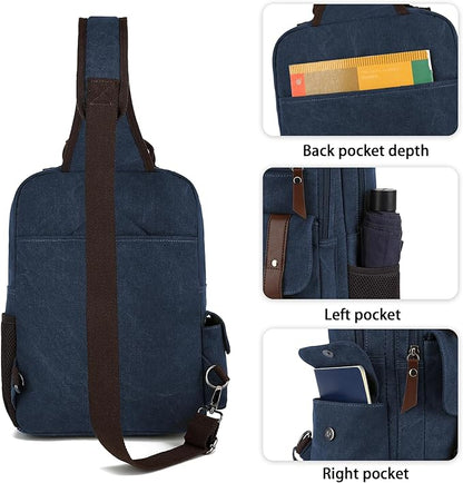 Vintage Messenger Bag, Canvas Backpack for Travel, Men's Shoulder Bag, Dual-use Bag for Hand Carry and Crossbody Carry
