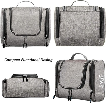 Bago Travel Toiletry Bag for Women and Men - Large Waterproof Hanging Large Toiletry Bag for Bathroom and Travel Bag for Toiletries Organizer - Makeup Bag (SnowGray)