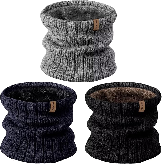 Winter Neck Gaiter for Men – 3 Pack Ski Neck Warmer, Fleece Face Mask Cover, Cold Weather Neck, Neck Warmers