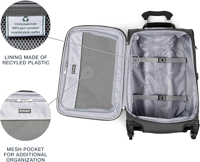 Travelpro Maxlite 5 Softside Expandable Luggage with 4 Spinner Wheels, Lightweight Suitcase, Men and Women, International, Shadow Grey, Carry-on 21-Inch