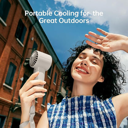 JISULIFE Handheld Turbo Fan Life10s, 5000mAh Rechargeable Portable Fans,Up to 28 Hours Working,5 Speed Strong Wind,Personal Mini Fan for Travel Outdoor Camping Beach Makeup（Gray）