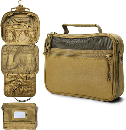 VELVEBAG Mens Toiletry Travel Bag Hanging Toiletry Bag for Toiletry Bag Shaving Bag for Men Travel for Cosmetic,Toiletries Accessories, Khaki