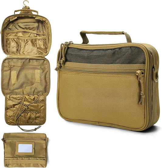 VELVEBAG Mens Toiletry Travel Bag Hanging Toiletry Bag for Toiletry Bag Shaving Bag for Men Travel for Cosmetic,Toiletries Accessories, Khaki