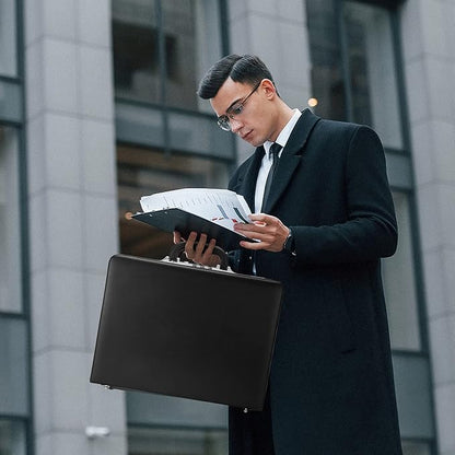 Briefcases for Men, Professional Leather Briefcase with Lock, Hard Shell Business Brief Case, Durable Executive Attache Case for Laptop Documents, Mens Hard Briefcase for Work Office Travel