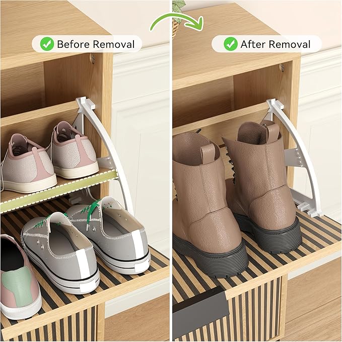 Shoe Cabinet with 2 Flip Drawers, Narrow Wood Shoe Cabinet Storage for Entryway, Freestanding Hidden Shoe Organizer Rack Cabinet for Hallway