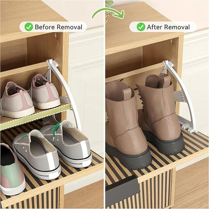 Shoe Cabinet with 2 Flip Drawers, Narrow Wood Shoe Cabinet Storage for Entryway, Freestanding Hidden Shoe Organizer Rack Cabinet for Hallway