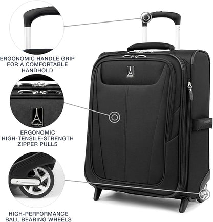 Travelpro Maxlite 5 Softside Expandable Upright 2 Wheel Carry-on Luggage, Lightweight, 20-Inch — Black