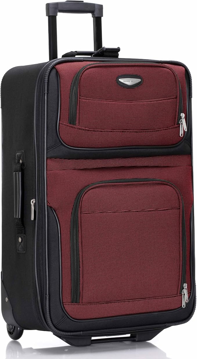 Travel Select Amsterdam Softside Expandable Luggage with Rolling Wheels, Burgundy, 25-Inch Medium