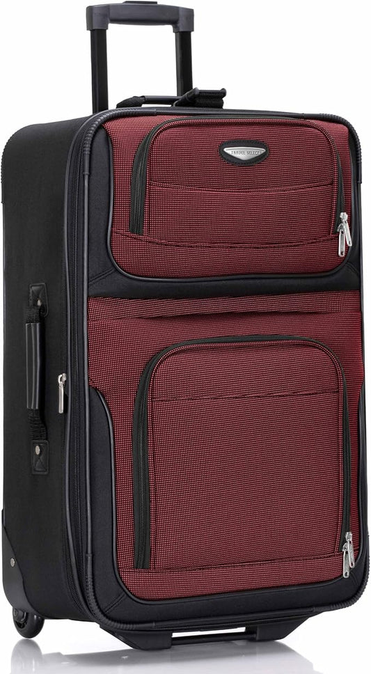 Travel Select Amsterdam Softside Expandable Luggage with Rolling Wheels, Burgundy, 25-Inch Medium