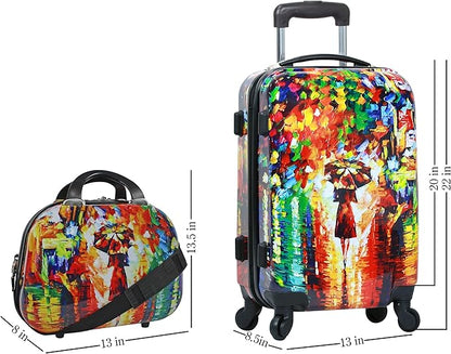 World Traveler VentureX Airline Approved 2-Piece Carry-On Luggage Set – Lightweight Hardside Polycarbonate Suitcase with Spinner Wheels - Paris Nights