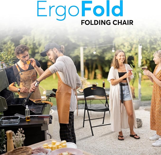 Oline Folding Chair, Indoor Outdoor Plastic Commercial Stackable Foldable Guest Chairs for Events Office Wedding Party Picnic Kitchen Dining, 350lb Capacity (Black, 2 Pack)