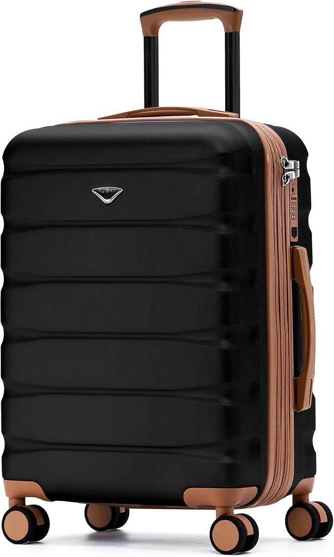 Flight Knight 24x16x10 Expandable Carry On Suitcase Hardside TSA Lock USB C Lightweight Luggage Silent Double Spinner Wheels Maximum Overhead Carry-On Bag For Virgin & South West Approved Airlines