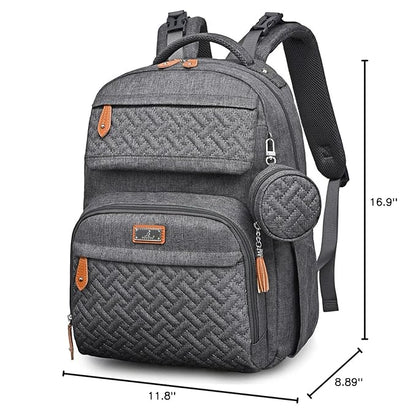 BabbleRoo Diaper Bag Backpack - Travel Large Baby Diaper Bag with Changing pad, Waterproof Baby Bags for Mom & Dad, Unisex Bags with Pacifier Case, Luggage Strap & Stroller Clips - Dark Gray