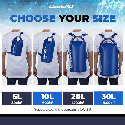 Legend UltraSEA Waterproof Dry Bag 5L/10L/20L/30L - Drybag Waterproof Bag for Kayaking, Swimming & Travel, Roll Top Floating Dry Bag, Lightweight Dry Sack for Boating, Rafting and Beach - 20L Blue