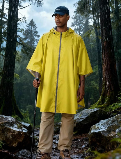 COOFANDY Rain Ponchos for Adults Full Zip Lightweight Rain Jackets Waterproof Packable Raincoats with Hood Hiking Camping