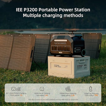 IEE 3200W/2048Wh Solar power station With 200W Solar Panel,P3200 Solar Generator(6400W Peak),1800W Super Fast Charging,APP Control Emergency Power Station for Home, Camping, Power Outages