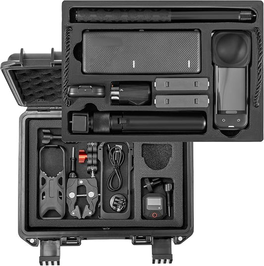 Hard Case for Insta360 X5 Bundle Double Layers Large Capacity Organizer IP67 Travel Hard Carrying Case for Insta 360 X5 114cm Invisible Selfie Stick Accessories