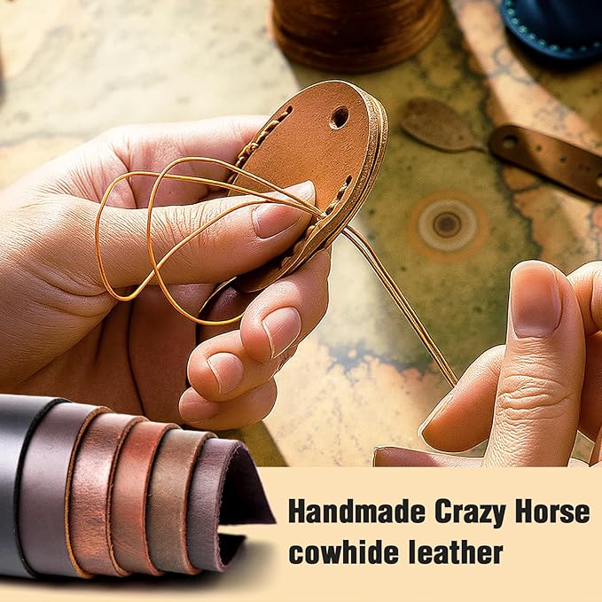 Leather Airtag Holder [ 4 Pack ] with Keychain, Portable Handmade Genuine Leather Air Tag Holder with Keyring Protective Airtag Case Cover Accessories Colorfully 4 Pack