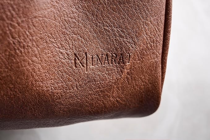 MINARAI-Mens Toiletry Bag with Razor Case– Premium Leather-Look Hygiene Bag for men with Wide-Open Access, Hanging Design, and Strong Structure– Built for Travel, Gym, and Everyday Organization–BROWN