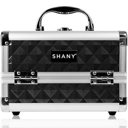 SHANY Chic Makeup Train Case Cosmetic Box Portable Makeup Case Cosmetics Beauty Organizer Jewelry storage with Locks, Multi trays Makeup Storage Box with Makeup Mirror - Black