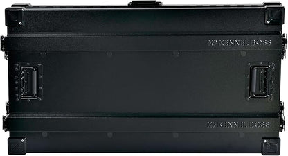 Heavy Duty Fully Collapsible Powder-Coated Aluminum Dog Crate - Medium-Long (Black)